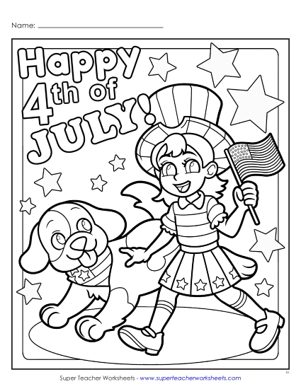 aHappy 4th of July<br>Girl & Dog