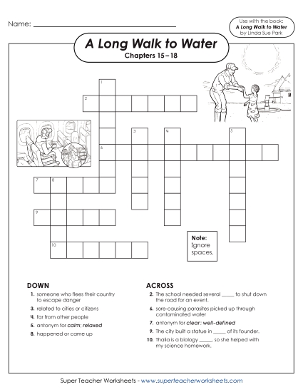 New Vocabulary Crossword for Chapters 15–18 Worksheet New Vocabulary Crossword for Chapters 15–18 Worksheet