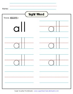 Trace the Word: All Sight Words Individual Worksheet