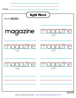 Trace the Word: Magazine Sight Words Individual Worksheet