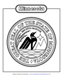 Minnesota State Seal (Black & White) States Individual Worksheet