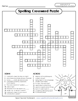 Crossword (F-30) Free Spelling F Worksheet