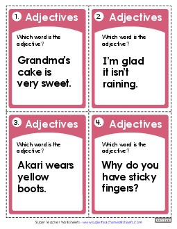 Task Cards: Identifying Adjectives Worksheet