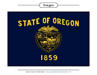 Oregon State Flag (Full-Color Version) States Individual Worksheet