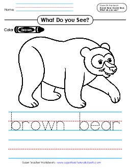 Color, Trace, Write Picture Book Brown Bear Worksheet