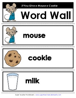 Word Wall or Pocket Chart Words Picture Book Give A Mouse A Cookie Worksheet