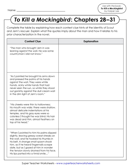 New Context Clues: Quotes and Characterization Worksheet New Context Clues: Quotes and Characterization Worksheet