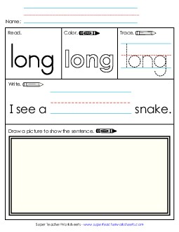 Worksheet 3: Long Sight Words Individual Worksheet