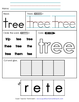 Worksheet 2: Tree Sight Words Individual Worksheet