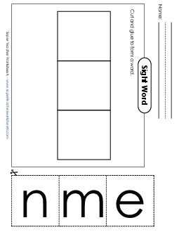 Large Cut-and-Glue: Men Sight Words Individual Worksheet