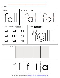 Worksheet 2: Fall Sight Words Individual Worksheet