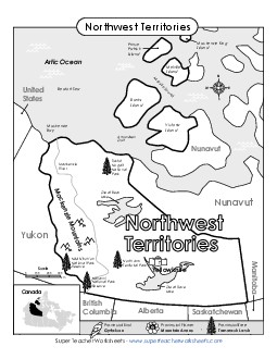 Northwest Territories Map (Black & White) Canada Worksheet