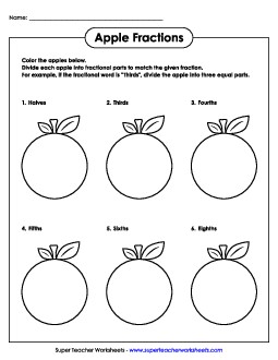 Apple Fractions Worksheet