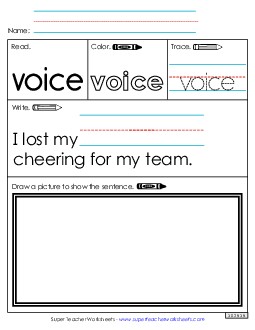 Worksheet 3: Voice Sight Words Individual Worksheet