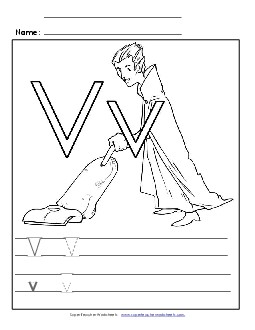 Letter V - Color and Write Free Alphabet Worksheet