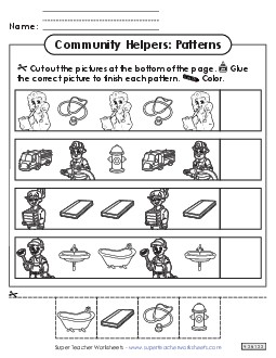 Community Helpers: Patterns Worksheet #1 Worksheet