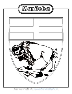 Manitoba Escutcheon (Black & White) Canada Worksheet