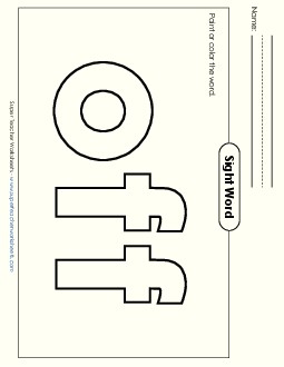 Paint or Color: Off Sight Words Individual Worksheet