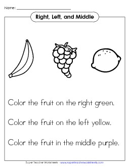 Fruits Right Left Worksheet