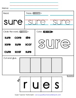 Worksheet 2: Sure Sight Words Individual Worksheet