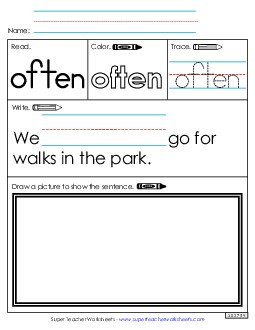 Worksheet 3: Often Sight Words Individual Worksheet