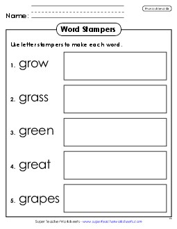 Letter Stampers (Gr- Words) Phonics Blends Worksheet