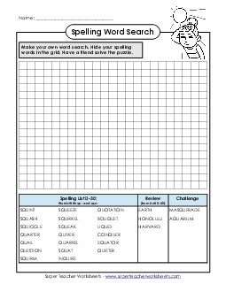 Make-a-Search (D-30) Spelling D Worksheet