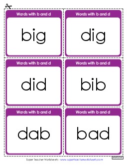 Flashcards: Words with b and d Letters Reversals Worksheet