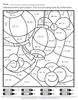 Division Mystery Picture: Lanterns Worksheet