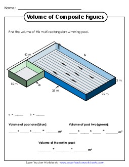 Volume of Composite Figures: Word Problem (Intermediate) Worksheet