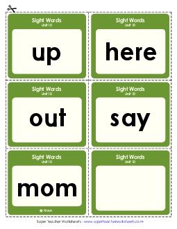 Flashcards (Unit 10) Sight Words Worksheet