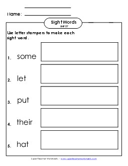 Letter Stampers (Unit 27) Sight Words Worksheet