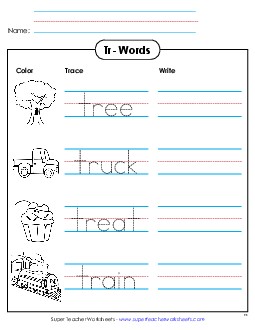 Trace and Write Phonics Blends Worksheet