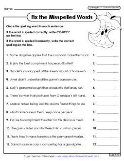 Correct or Incorrect? (F-13) Free Spelling F Worksheet