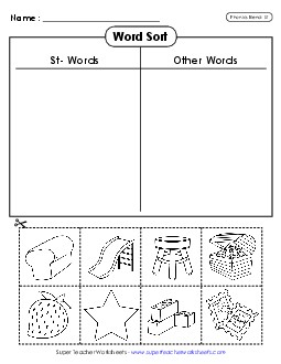 Word Sort (Cut and Glue) Phonics Blends Worksheet