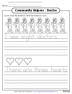 Doctor (Trace & Write) Community Helpers Worksheet