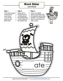 Word Slider (-ate Words) Word Families Worksheet