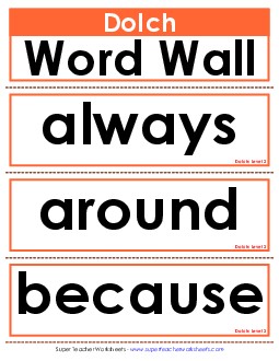 Word Wall: Level 2 Dolch Worksheet