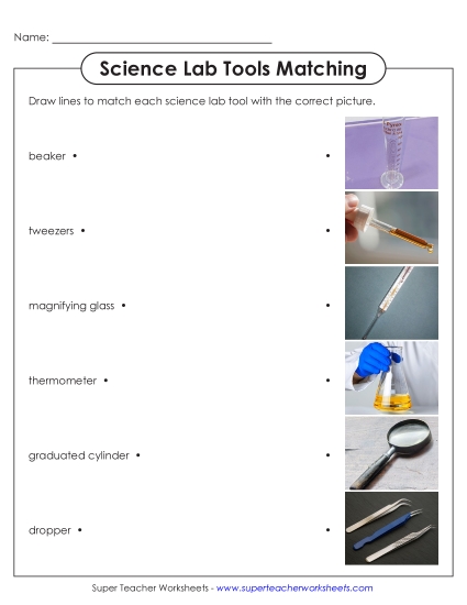 New Lab Tools Matching Activity Worksheet New Lab Tools Matching Activity Worksheet