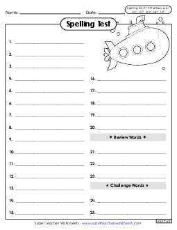 Spelling Test (F-19) Spelling F Worksheet