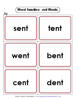 Flashcards (-ent) Word Families Worksheet