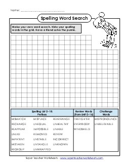 Make-a-Search (D-18) Spelling D Worksheet