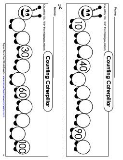 Caterpillar - Count By 10s Counting Worksheet