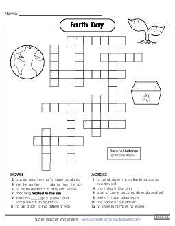 Earth Day Crossword Worksheet