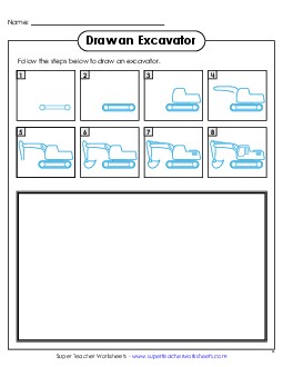 Draw a Excavator Learning To Draw Worksheet