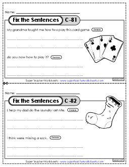 Fix the Sentences C-81 through C-85 Worksheet