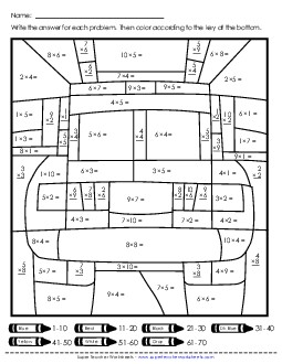 Multiplication: Police Car or Fire Truck  (0-10) Worksheet