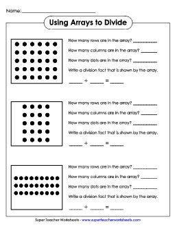 Using Arrays to Divide Division Worksheet