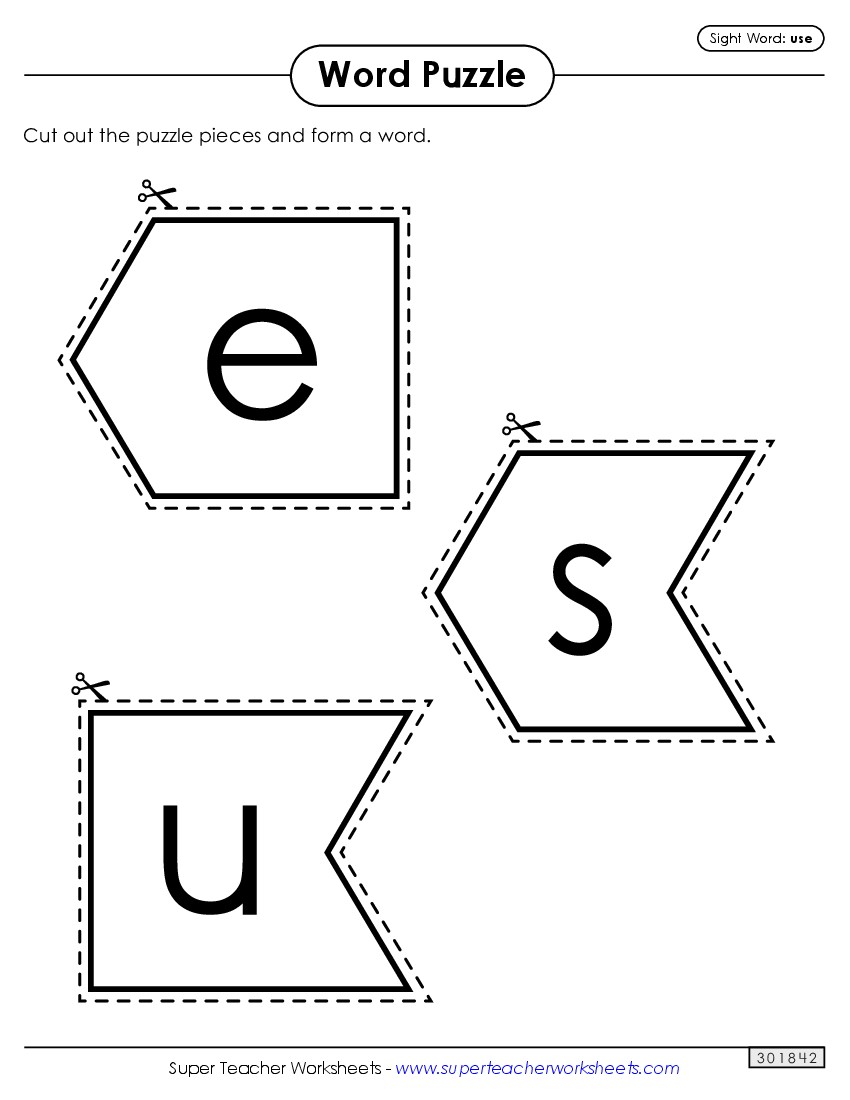 Word Puzzle: Use Sight Words Individual Worksheet