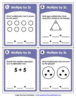 Task Cards: Multiplying by 2s Free Multiplication Worksheet